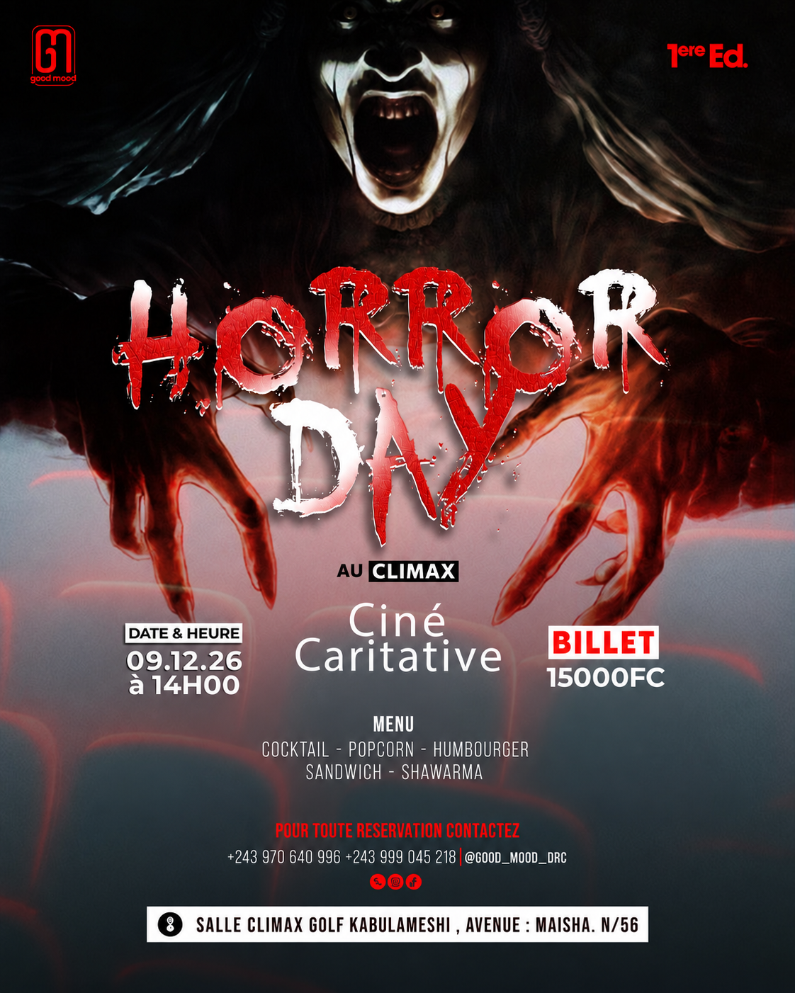 Affiche de l'évènement Ciné caritatif: horror day